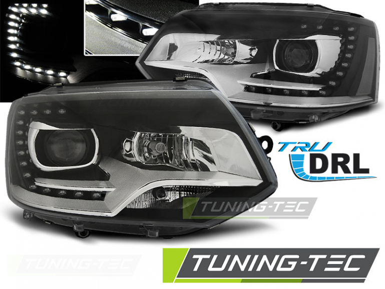 LED Tagfahrlicht Scheinwerfer für VW T5 GP (Facelift) 10-15 schwarz